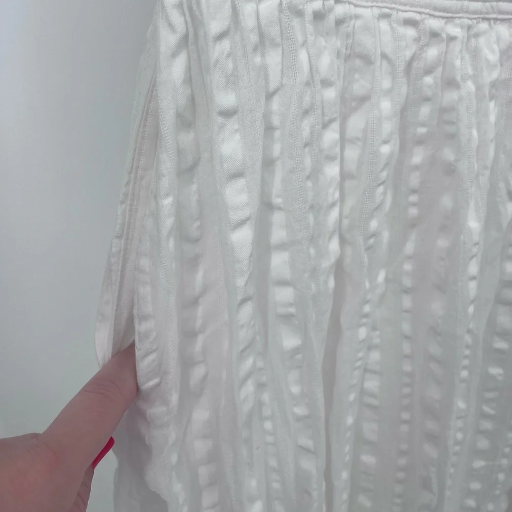 TORY BURCH White Tonal‎ Stripe Cotton Seersucker Dress Size 4